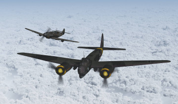 Картинка авиация 3д рисованые graphic облака самолеты