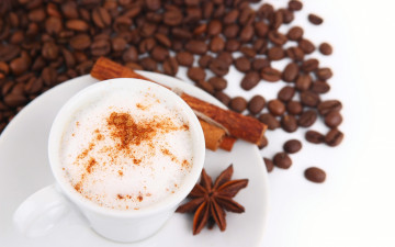 Картинка еда кофе кофейные зёрна корица зерна бадьян
