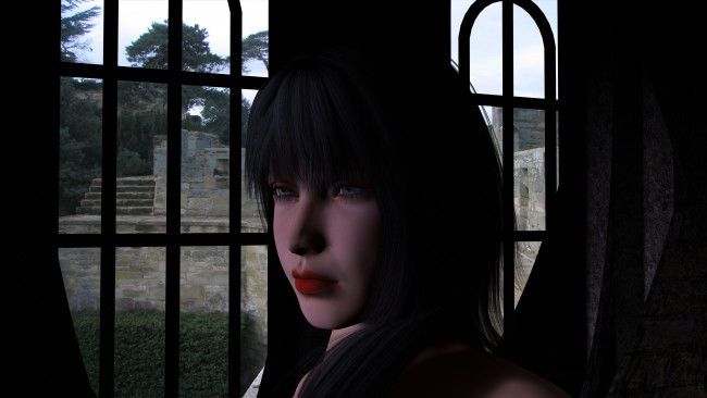 Обои картинки фото 3д, графика, portraits, портрет, решетка, девушка