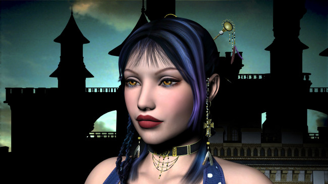 Обои картинки фото 3д, графика, portraits, портрет, замок, девушка