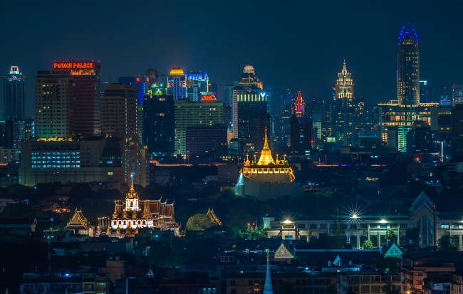 Обои картинки фото города, бангкок, таиланд, ночь, здания
