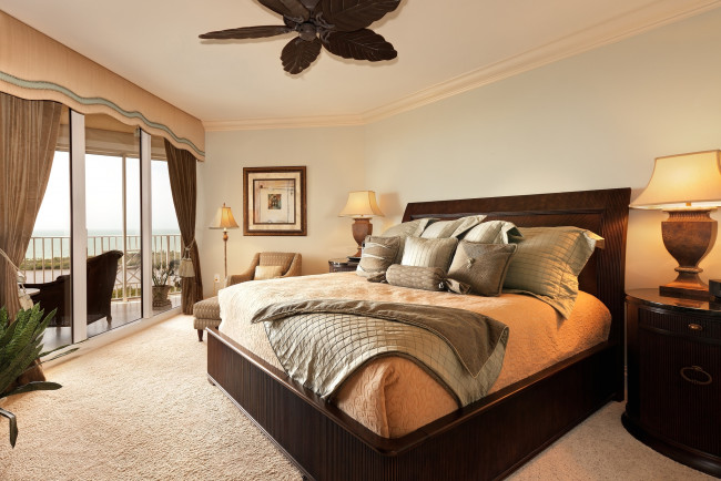 Обои картинки фото интерьер, спальня, кровать, подушки