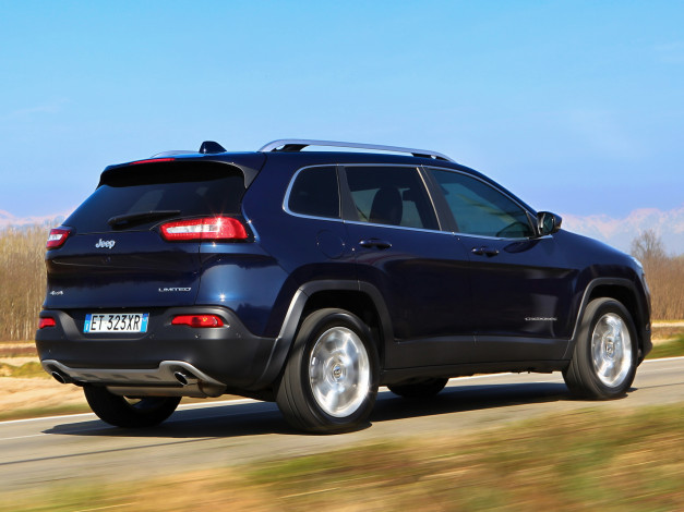 Обои картинки фото автомобили, jeep, cherokee, темный, 2014, kl, eu-spec, limited