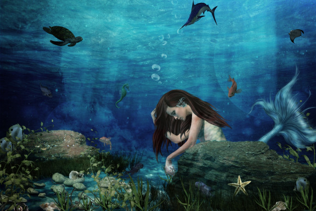 Обои картинки фото фэнтези, фотоарт, русалка