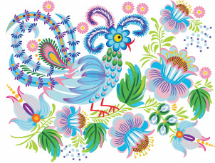 Картинка векторная+графика птицы+ птицы фон цветы птица
