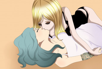 Картинка векторная+графика девушки+ girls девушки взгляд фон поцелуй