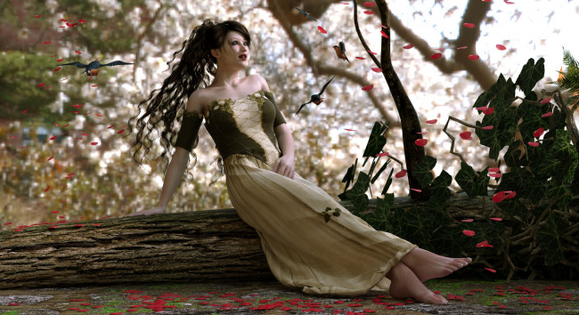 Обои картинки фото 3д графика, люди , people, девушка, взгляд, фон