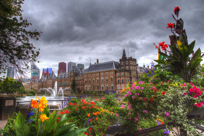 Обои картинки фото hague, города, - пейзажи, фоннтан, рекка, парк