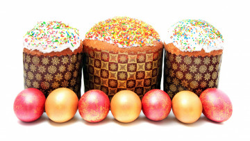 Картинка праздничные пасха праздники выпечка куличи крашенки Яйца