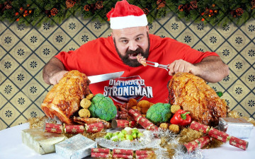 обоя юмор и приколы, мужчина, мясо, праздник, хлопушки