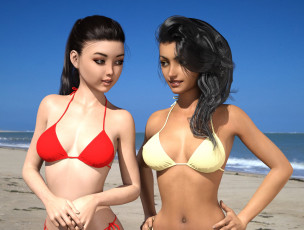 Картинка 3д+графика люди+ people девушки взгляд фон