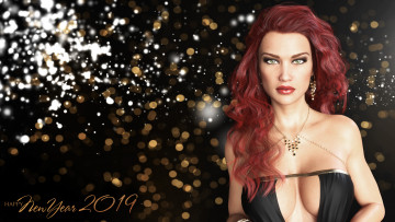 Картинка 3д+графика праздники+ holidays девушка фон взгляд