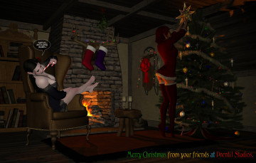 Картинка 3д+графика праздники+ holidays фон взгляд девушки