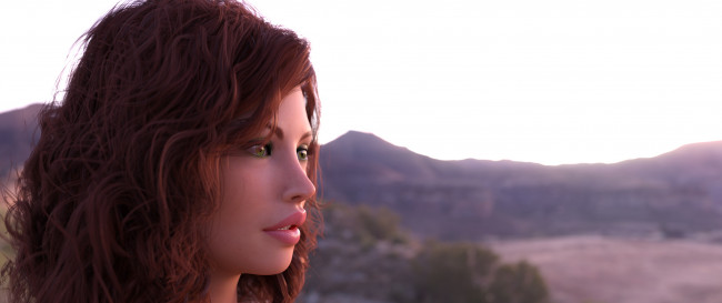 Обои картинки фото 3д графика, портрет , portraits, фон, взгляд, девушка