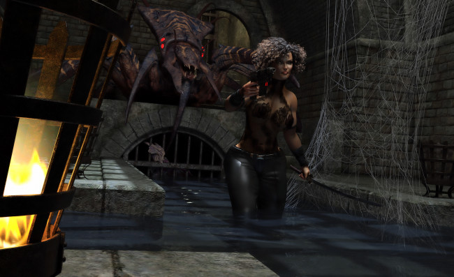 Обои картинки фото 3д графика, фантазия , fantasy, девушка, взгляд, фон