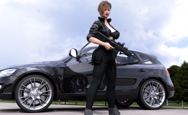 Обои картинки фото 3д графика, фантазия , fantasy, фон, взгляд, девушка