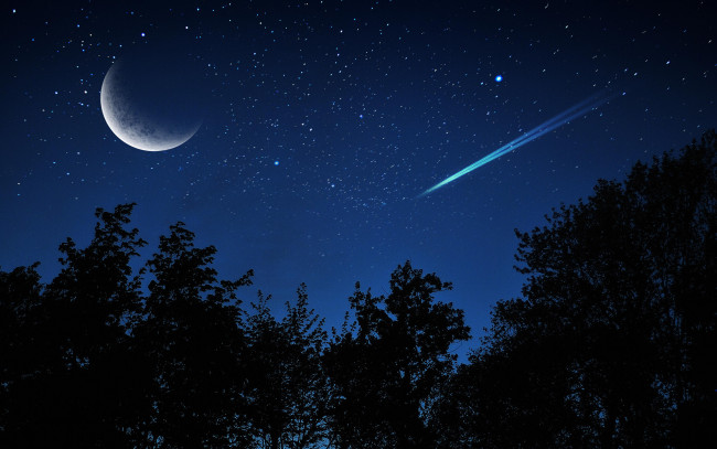 Обои картинки фото космос, луна, ночь