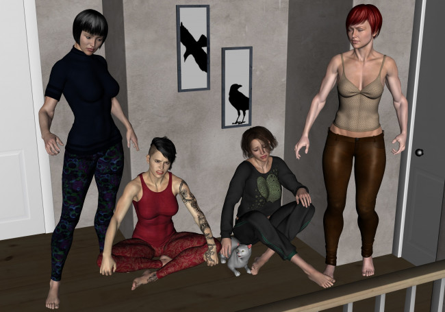 Обои картинки фото 3д графика, люди , people, девушки, взгляд, фон