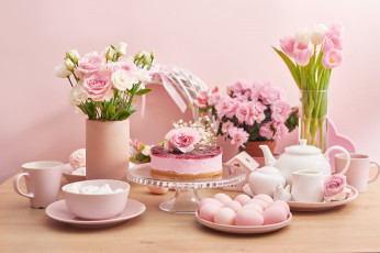 Картинка праздничные пасха праздник яйца торт посуда