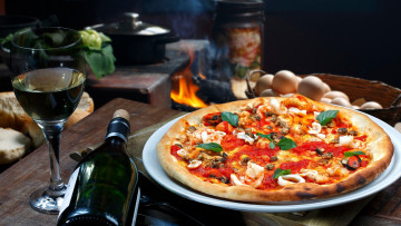 Картинка еда пицца вино яйца