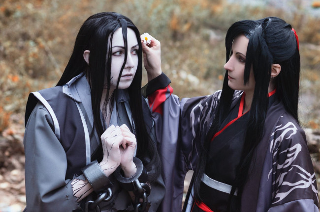 Обои картинки фото девушки, - креатив,  косплей, вэй, усянь, вэнь, нин, костюмы, цветок