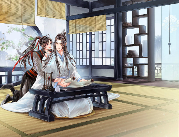 Обои картинки фото аниме, mo dao zu shi, вэй, усянь, лань, ванцзи, свиток
