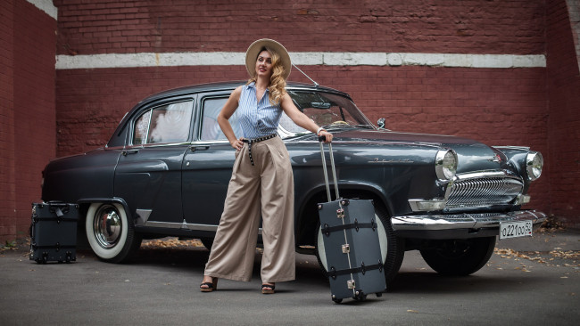 Обои картинки фото автомобили, -авто с девушками, волга, газ