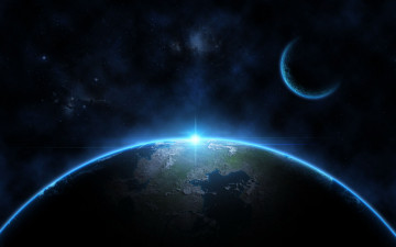 Картинка sunrise космос земля луна восход солнца