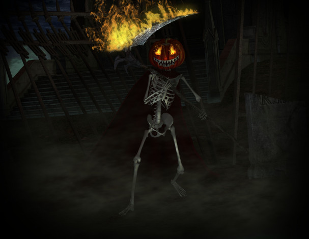 Обои картинки фото 3д, графика, horror, ужас, скилет