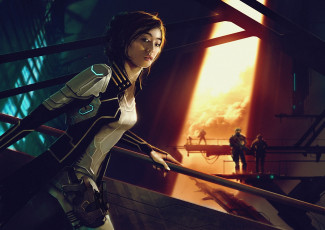 Картинка фэнтези девушки солнце оружие будущее солдаты девушка арт облака