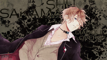 Картинка аниме diabolik+lovers sakama shuu парень diabolik lovers голубые глаза наушники текст