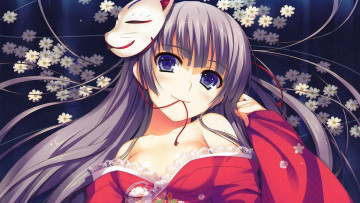 Картинка аниме *unknown+ другое девушка маска арт цветы