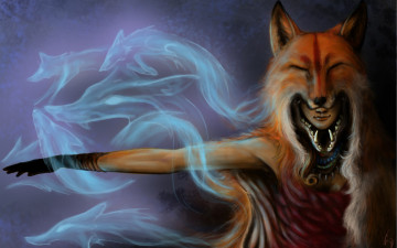 Картинка фэнтези маги +волшебники призраки лисица шкура колдовство девушка магия