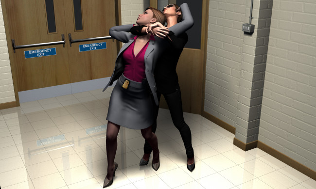 Обои картинки фото observers, 3д графика, fantasy , фантазия, драка, девушки