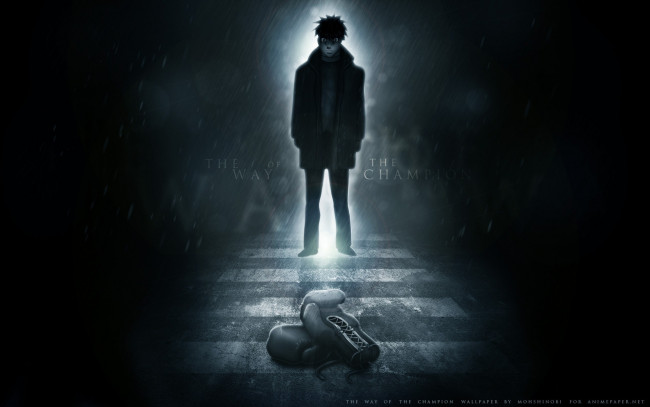 Обои картинки фото аниме, hajime no ippo, дорога, парень, перчатки, hajime, no, ippo