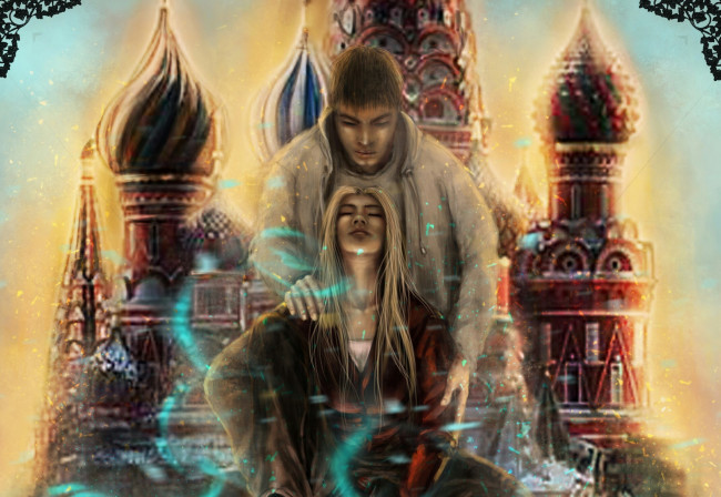 Обои картинки фото фэнтези, люди, собор, парень, девушка