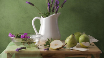 Картинка еда груши цветы ваза