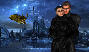 Картинка 3д+графика романтика+ romantics мужчина фон взгляд девушка