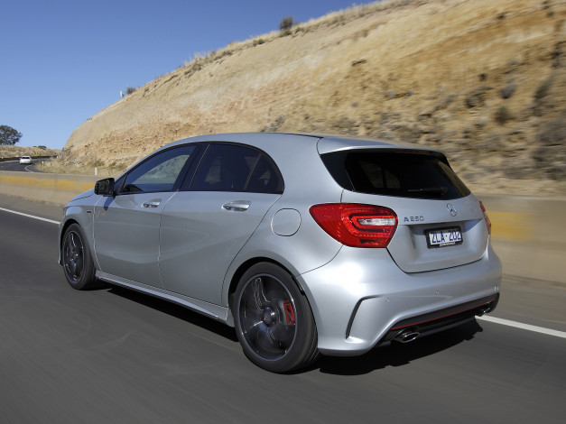 Обои картинки фото автомобили, mercedes-benz, серый, w176, package, sport, amg, a, 250, au-spec