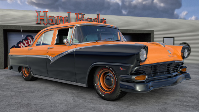 Обои картинки фото автомобили, 3д, ford, 1956, г