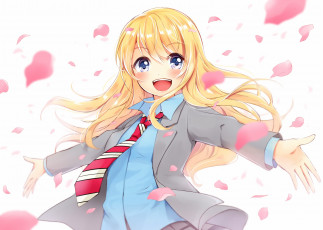 Картинка аниме shigatsu+wa+kimi+no+uso девушка взгляд фон