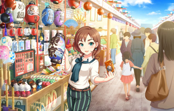 Картинка аниме idolm@ster взгляд девушка фон