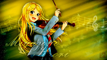 Картинка аниме shigatsu+wa+kimi+no+uso фон взгляд девушка