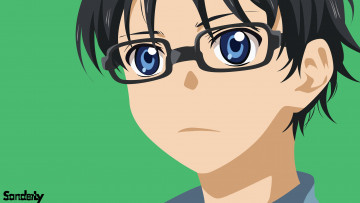 Картинка аниме shigatsu+wa+kimi+no+uso парень взгляд фон