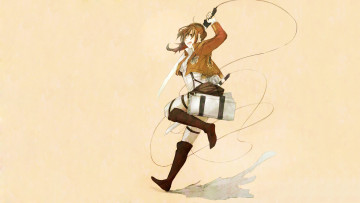 Картинка аниме shingeki+no+kyojin девушка взгляд фон