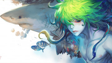 Картинка аниме животные +существа акула