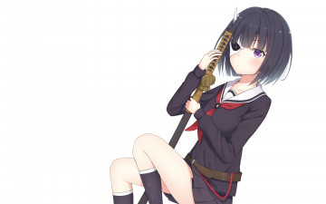 обоя аниме, busou shoujo machiavellianism, фон, девушка, взгляд