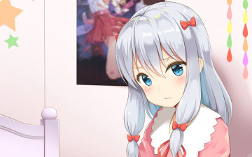 Картинка аниме eromanga-sensei взгляд девушка фон
