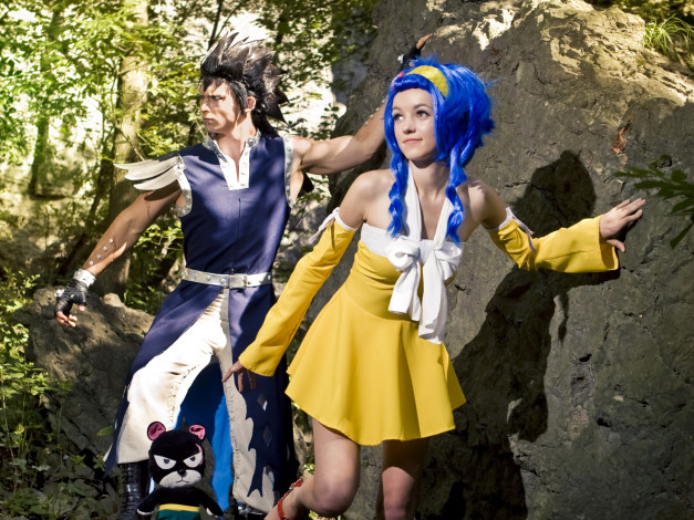 Обои картинки фото разное, cosplay , косплей, леви, гаджил, хвост, феи