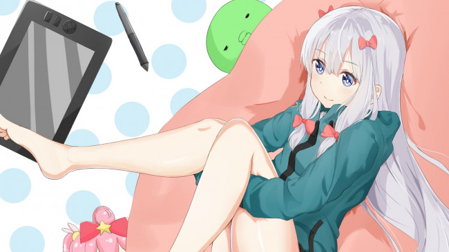 Обои картинки фото аниме, eromanga-sensei, фон, взгляд, девушка